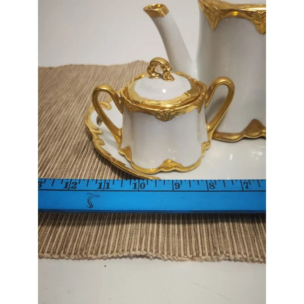 Vintage Mary Dzier Cathcart 1971 Signed Porcelain Coffee Set Tray Sugar Creamer